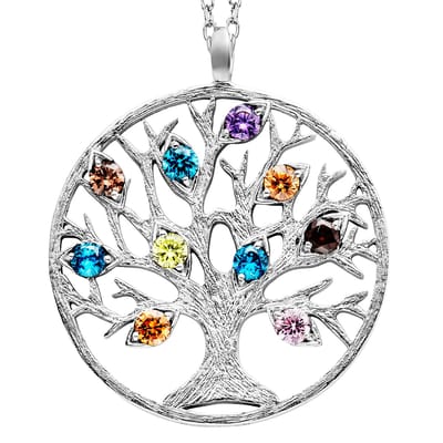 Julie Julsen Anhänger mit Kette 925 Silber rhodiniert Lebensbaum Zirkonia bunt