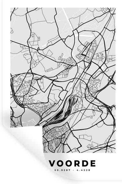 Muurstickers - Sticker Folie - Plattegrond – Vilvoorde – Zwart Wit – Stadskaart - Kaart - 20x30 cm - Plakfolie - Muurstickers Kinderkamer - Zelfklevend Behang - Zelfklevend behangpapier - Stickerfolie