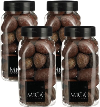 Mica Decorations decoratie stenen - 4x - groot - 650ml - bruin mix - hobby steentjes - sier stenen