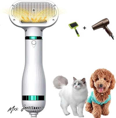 Mrs. Jones 2-in-1 Haardroger voor Huisdieren met Borstel en Ontharing - Instelbare Temperatuur voor Honden en Katten .