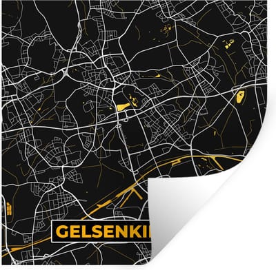 Muurstickers - Sticker Folie - Gelsenkirchen - Plattegrond - Kaart - Duitsland - Goud - Stadskaart - 100x100 cm - Plakfolie - Muurstickers Kinderkamer - Zelfklevend Behang XXL - Zelfklevend behangpapier - Stickerfolie