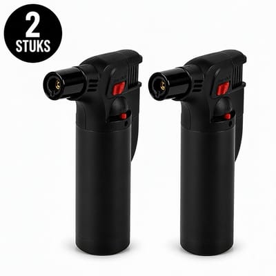 Stormaansteker 2 Stuks – Jet Flame Aansteker – Gasbrander Navulbaar – Crème Brûlée Brander – Torch Aansteker – BBQ Aansteker – Windproof – 3 Verschillende Kleuren