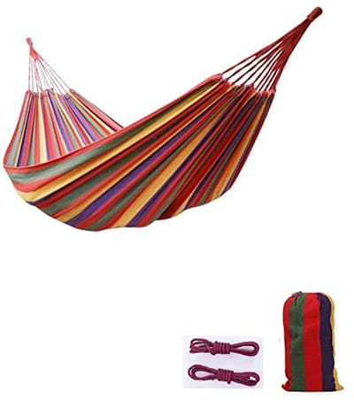 Lichte 2-persoons katoenen campinghangmat met draagtas - Ideaal voor terras, balkon, tuin en camping