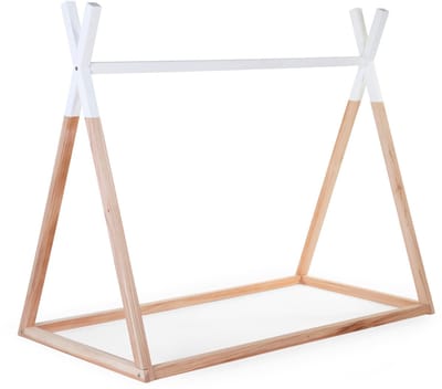 Childhome Tipi Bed – 70x140 cm – Hout – Naturel/Wit – Kinderbed in Tentstijl – Massief Hout