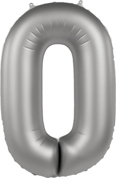 Folat - Folieballon Cijfer 0 Moonlight Silver - 86 cm