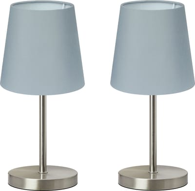 Trango Set van 2 Bedlampjes 2017-08G*2 *GREY* Tafellamp met stoffen kap in grijs incl. 1x E14 Lamphouder, Lamp, Vensterbank, Tafellamp, Bedlamp voor Slaapkamer