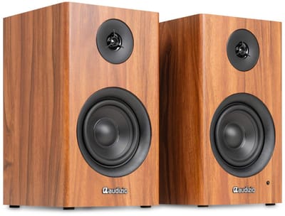 Boekenplank speakers - Audizio BS15 - Actieve speakerset met Bluetooth - HiFi speakers - 60W - Houtlook