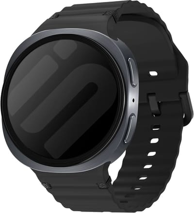 Strap-it Wave siliconen bandje met gespsluiting geschikt voor Samsung Galaxy Watch 9 (40/44mm) / Watch 8 (40/44mm) / 8 Classic (46mm) - zwart