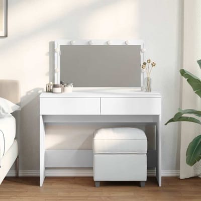 vidaXL - Kaptafel - met - LED-verlichting - 100x40x120 - cm - wit