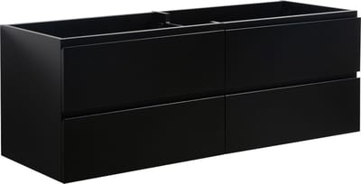Badplaats Wastafelkast Angela 140 x 48 cm – Mat Zwart – Hangend Wastafelmeubel Met Lades