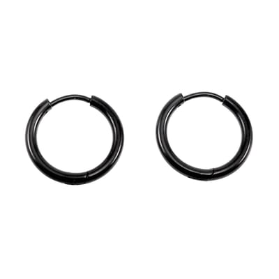 ∅16mm x 2mm Oorringen Unisex - Zwarte PVD-coating RVS - Zwarte Oorbellen