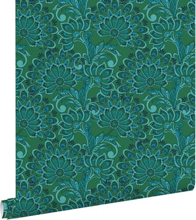 ESTAhome behang vintage bloemen donkergroen - 50 x 900 cm - 131090