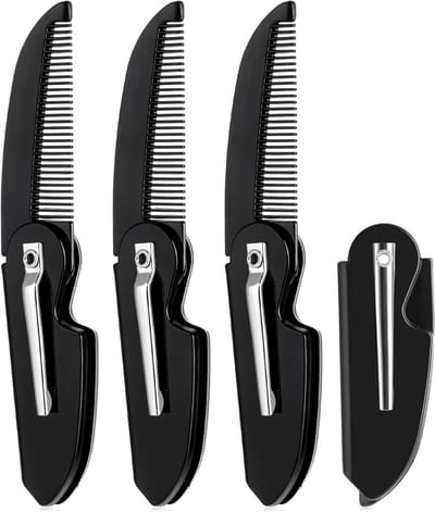 Vouwbare Baard- en Snor Kam Set - 4 Stuks Pocket Kam voor Mannen - Ideaal voor Haarverzorging en Stijl