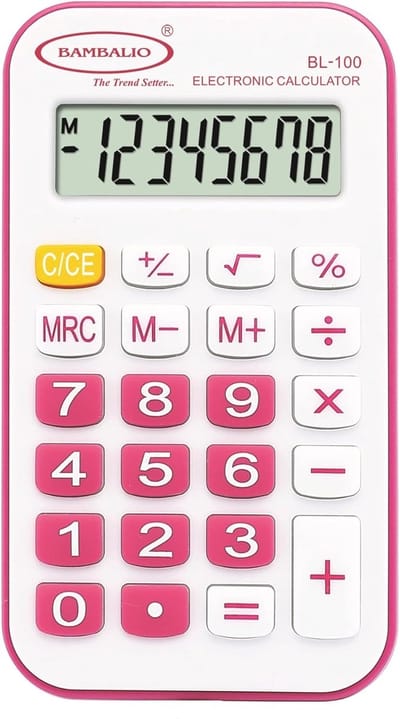 Draagbare Rekenmachine - 8 Cijfers Display - Basis Berekeningen - Inclusief Beschermkap - 10.8 x 6 cm - Roze