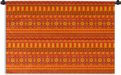 Wandkleed - Wanddoek - Patronen - Oranje - Zon - 180x120 cm - Wandtapijt