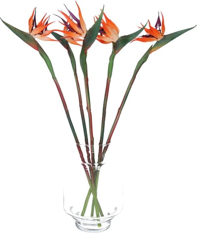 Bellatio Design Kunstbloem Strelitzia - 5x - 58 cm - losse steel - kunst zijdebloem - Paradijsvogelplant