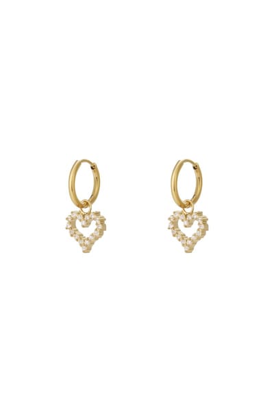 Goudkleurige Oorbel met Strass Steentjes - Stainless steel - Waterproof - 21 mm