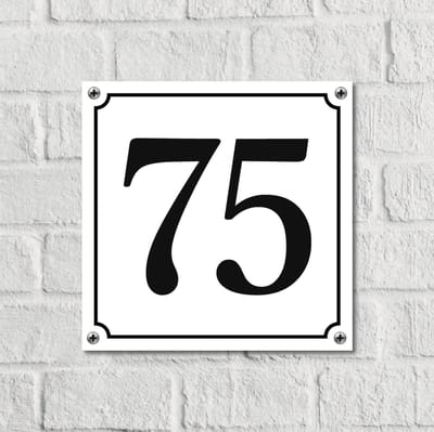 Huisnummerbord Wit Dibond Deluxe - Nummer 75 - incl. bevestiging | - naambord - nummerbord - voordeur