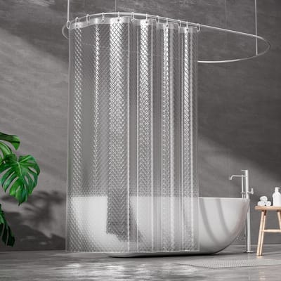 Famanu - Doorzichtig douchegordijn 180x200 cm, 3D-effect, EVA-materiaal, schimmelbestendig, met 12 ringen