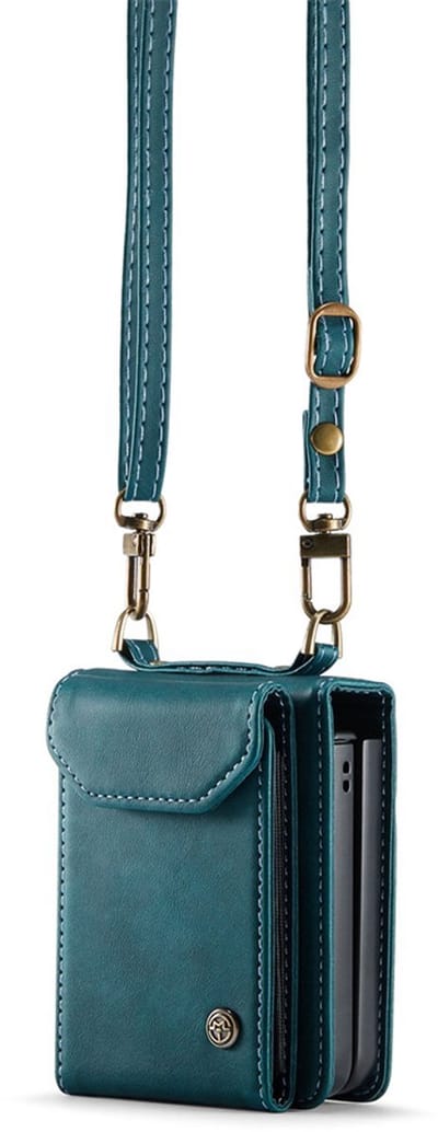 CaseMania Bookcase hoesje geschikt voor Samsung Galaxy Z Flip 7 - Effen Groen - Kunstleer - Incl. Verstelbaar Crossbody Koord én Polsbandje | 3 Ruime Pas Vakjes