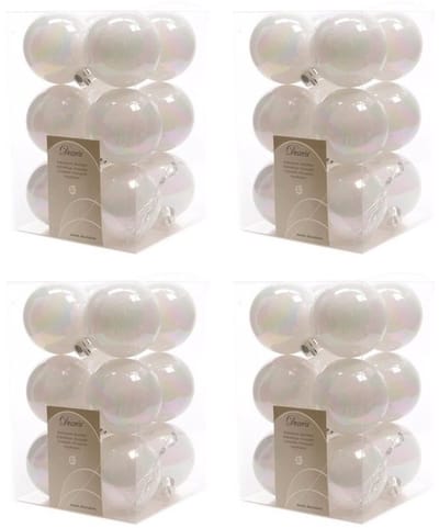Decoris kerstballen - 48x st - parelmoer wit - D6 cm - kunststof - mat/glans - kerstversiering