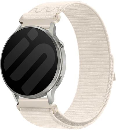 Strap-it 20mm nylon band - universeel geschikt voor Garmin Vivoactive 6 / 5 / 3 / Vivomove / 3 / HR / Style / Luxe / Sport / Trend / Forerunner 645 / 570 / 245 / 170 / 165 / 70 / 55 / Venu / SQ / SQ2 / 2 Plus / Approach S12 / S40 / S42 - Starlight