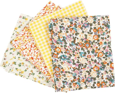 Patchwork stof, afm 45x55 cm, 100 gr, geel, 4 stuk/ 1 bol