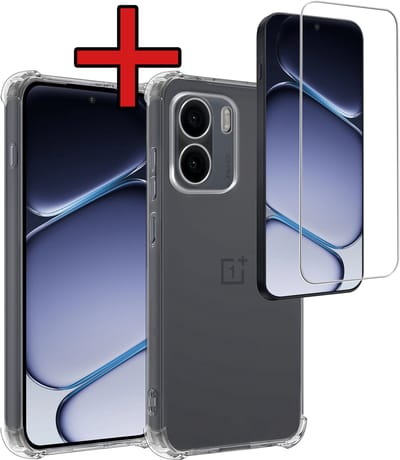 Hoesje - Met Screenprotector - Geschikt voor OnePlus 15R - Sterk & Shockproof - Back Cover - Siliconen Case - Telefoon Hoes - Shock Proof - Telefoonhoes - Transparant