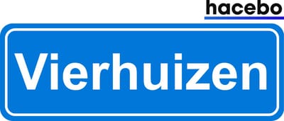Hacebo - Plaatsnaam Sticker - 29x10 CM - Vierhuizen sticker - Verkeersborden sticker - grappige cadeaus - Vierhuizen