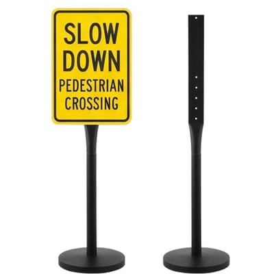 VEVOR Draagbare Bordenstandaard 123 cm hoog, Posterstandaard met gietijzeren voet, Windbestendig, Posterdisplay voor binnen- en buitenparkeerterreinen, Waarschuwings- en Informatieborden, Zwart