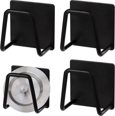 Sponshouder roestvrij staal - keukenspoelbakhouder - zelfklevende pannendekselhouder - kleefhaken - wastafel - sponsborstelhouder - spoelborstelhouder - keuken kledinghaken - 4 stuks zwart sponshouder gootsteen magnetische