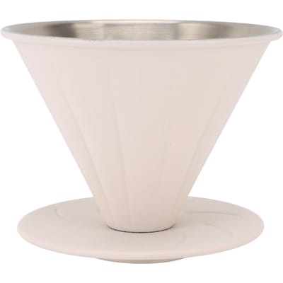 Pour Over Koffiedruppelaar 304 Roestvrij Staal Moderne Koffiezetkegel Koffiefilterbeker Beige L S for 1 to 2 Cup white