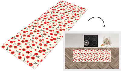 Keukenloper - Loper keuken - Patronen - Parijs - Eiffeltoren - Bloemen - 150x50 cm - Keukenloper vinyl