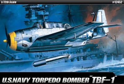 Academy Modelbouwpakket Vliegtuigen - 12452 Grumman TBF-1 Avenger Torpedo Bomber WWII - Amerikaans Propellervliegtuig Plastic - 1:72 - Modelbouw