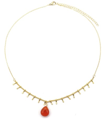 Ketting met Steen - RVS - Lengte 41-45 cm - Goudkleurig
