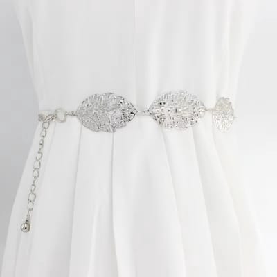 Bruidsriem In Blad Vorm | Riem | Ceintuur Dames | Bruiloft Accessoires | Zilver