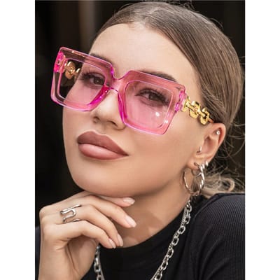 Stijlvolle Zonnebril met Groot Montuur Retro Rechthoekig Montuur Buitenactiviteiten voor Dames UV-bescherming UV-bescherming 400 Zonnebril Oculos De Sol As Picture