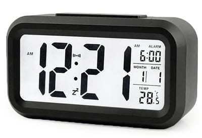 Dailygoods- Wekker Digitale LCD - Achtergrondverlichting - Temperatuurweergave - Datumkalender - Hoogwaardig ABS - Compact 13,6x7x4,6 cm - Klok