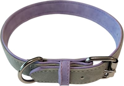 Nobleza Luxe hondenhalsband - Honden halsbanden lichtgrijs - Premium hondenhalsband - Halsband voor hond - Verstelbaar tussen 32 en 40 cm - Grijs / Paars