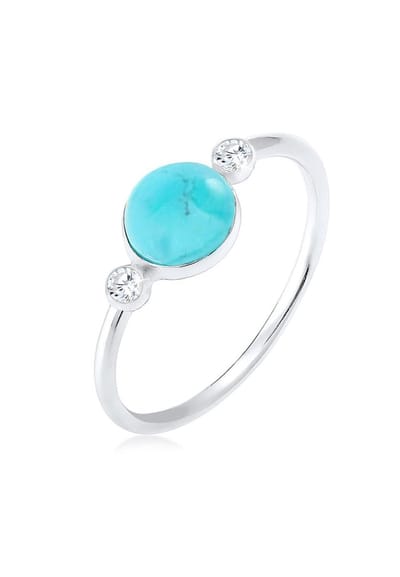 Elli - Ring - Dames Boho Trend met Zirconia Kristallen Howlith in 925 Sterling Zilver - Dames