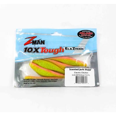 Zman Soft Lure Jerk ShadZ Geparfumeerd 5 Inch 5/Pack Elektrische Kip (2758) white