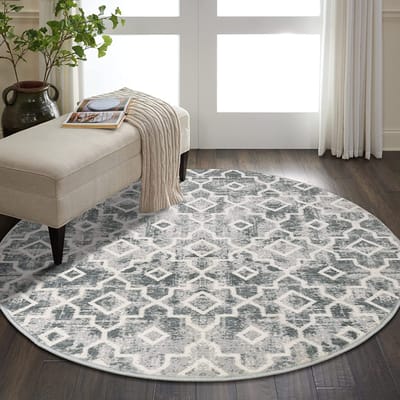 Marokkaans Trellis Wasbaar Groot Rond Tapijt Woonkamer Vloerkleden Vintage Slaapkamer Bank Salontafel Kinderen Antislip Vloermatten diameter 60 white