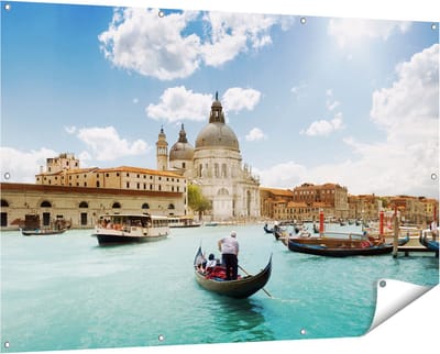 Gards Tuinposter Basiliek San Marco in Veneti� op het Water - 150x100 cm - Tuindoek - Tuindecoratie - Wanddecoratie buiten - Tuinschilderij