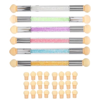 6 stuks Spons Nagelborstels Ombre Spons Nagelkunst Tool Pennen Nagels Gradiënt Sponsborstels white