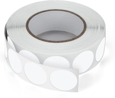 Ronde stickers van 19 mm, witte kleur, rol kleine zelfklevende stippen, kleurcodering, ronde stickers, weerbestendig, 1000 stuks
