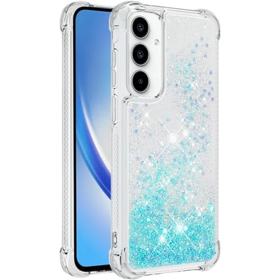 Mocaa Samsung Galaxy A55 5G Valbestendig Glitter Hoesje Blauw