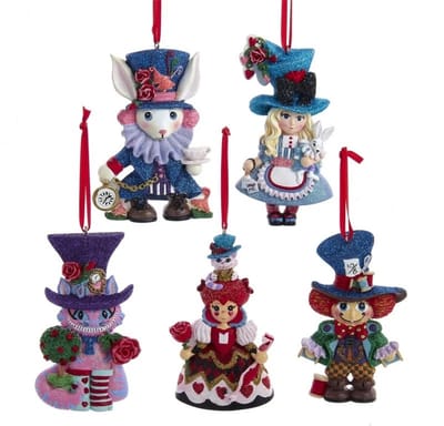 Kurt S. Adler - Alice in Wonderland Kersthangerset 5-delige set - polyresin - 10 cm