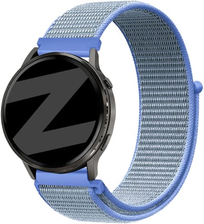 Bandz Nylon Loop Strap 18mm - horlogebandje geschikt voor Garmin Vivoactive 4S / Vivomove 3S / Venu 2S / Venu 3S / Forerunner 255S / Forerunner 265S / Venu 4 41mm - Lichtblauw