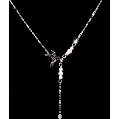 Nieuwe Creatieve Vogel Mus Bloem Ekster Hanger en Vergulde Ketting gray