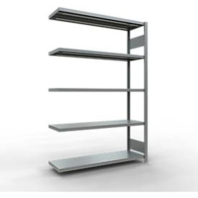 Schulte Lagertechnik MULTIplus 250 rekkensysteem zonder scharnieren, aanschuifvak, lengte bout, 2000x1300x400 mm, 5 legborden, gegalvaniseerd